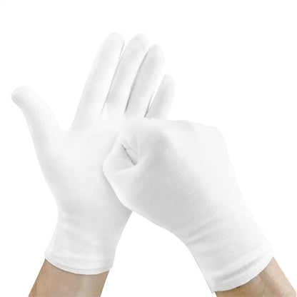 White Cotton Gloves | Elastic Cotton Work Gloves for Formal Ceremonial & Jewelry Inspection Use - ZOOMNSTORE
