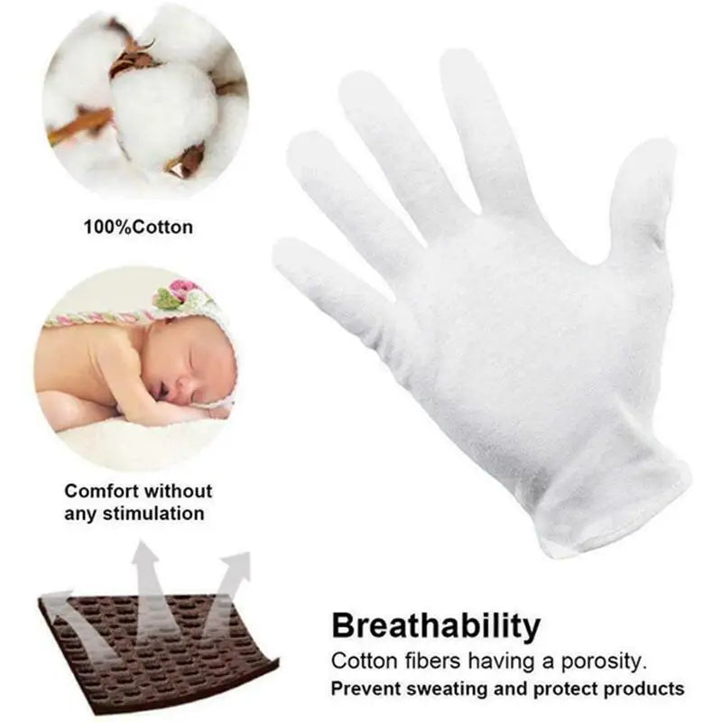 White Cotton Gloves | Elastic Cotton Work Gloves for Formal Ceremonial & Jewelry Inspection Use - ZOOMNSTORE