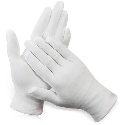 White Cotton Gloves | Elastic Cotton Work Gloves for Formal Ceremonial & Jewelry Inspection Use - ZOOMNSTORE