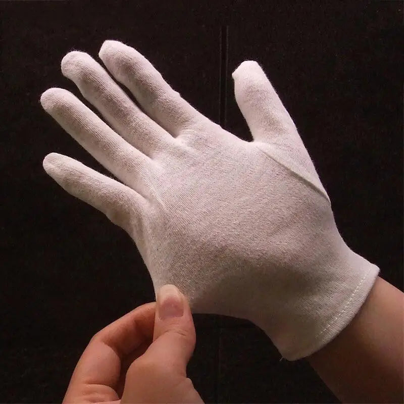 White Cotton Gloves | Elastic Cotton Work Gloves for Formal Ceremonial & Jewelry Inspection Use - ZOOMNSTORE