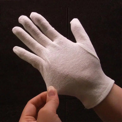 White Cotton Gloves | Elastic Cotton Work Gloves for Formal Ceremonial & Jewelry Inspection Use - ZOOMNSTORE