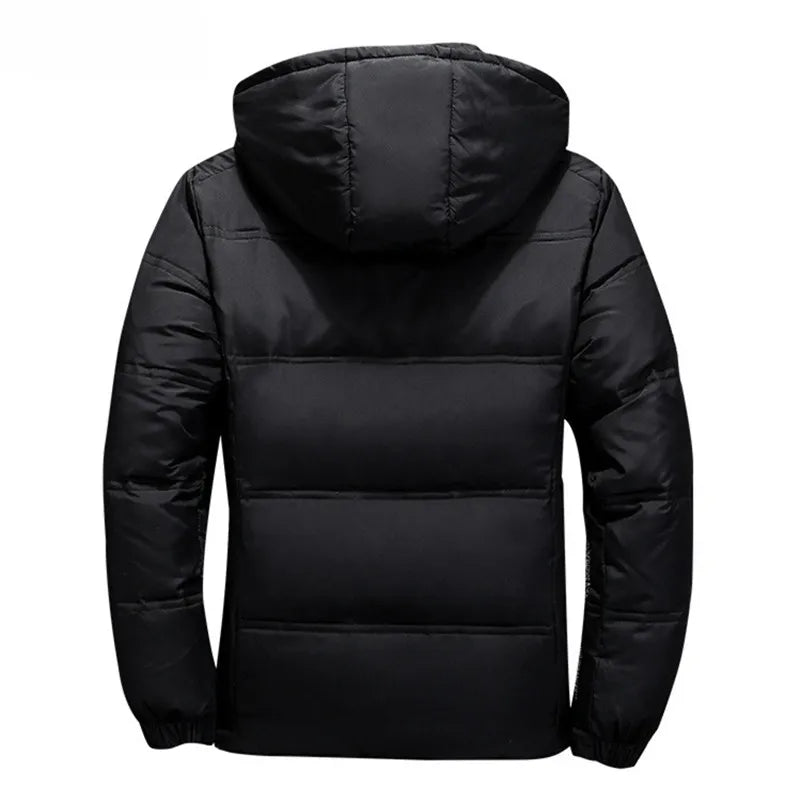 White Duck Down Jacket Men – Warm Hooded Down Parka, Thick Casual Winter Coat - ZOOMNSTORE