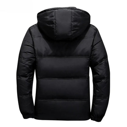 White Duck Down Jacket Men – Warm Hooded Down Parka, Thick Casual Winter Coat - ZOOMNSTORE
