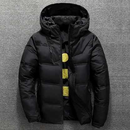 White Duck Down Jacket Men – Warm Hooded Down Parka, Thick Casual Winter Coat - ZOOMNSTORE
