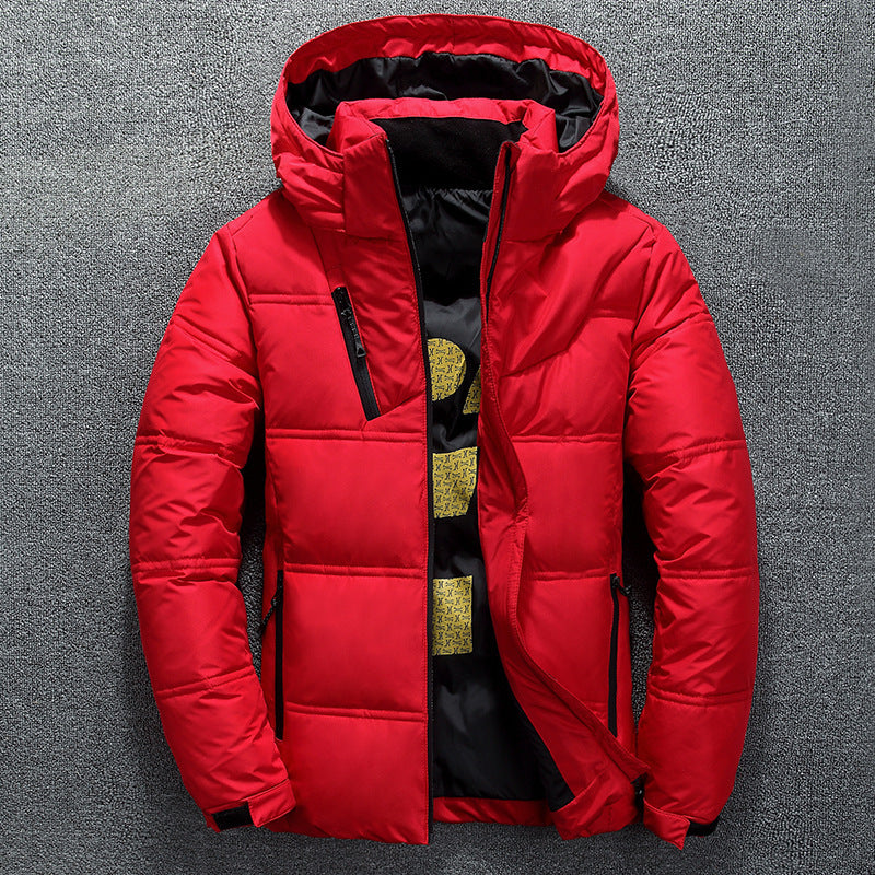 White Duck Down Jacket Men – Warm Hooded Down Parka, Thick Casual Winter Coat - ZOOMNSTORE