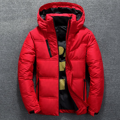 White Duck Down Jacket Men – Warm Hooded Down Parka, Thick Casual Winter Coat - ZOOMNSTORE