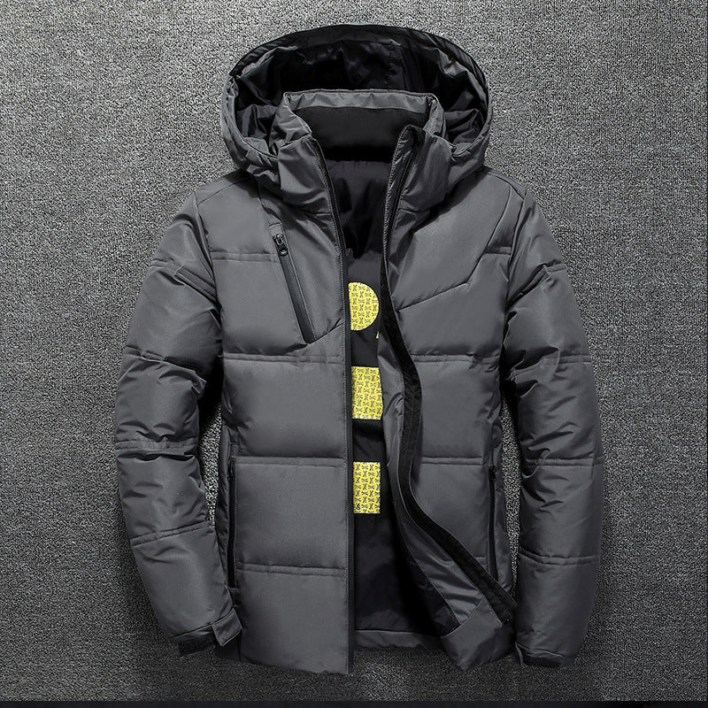 White Duck Down Jacket Men – Warm Hooded Down Parka, Thick Casual Winter Coat - ZOOMNSTORE