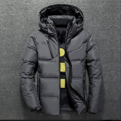 White Duck Down Jacket Men – Warm Hooded Down Parka, Thick Casual Winter Coat - ZOOMNSTORE