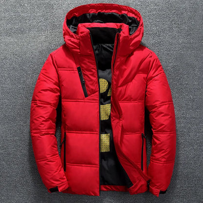 White Duck Down Jacket Men – Warm Hooded Down Parka, Thick Casual Winter Coat - ZOOMNSTORE