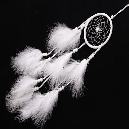 White Feather Dream Catcher Wind Chimes - Handmade Wall Hanging Decor - ZOOMNSTORE