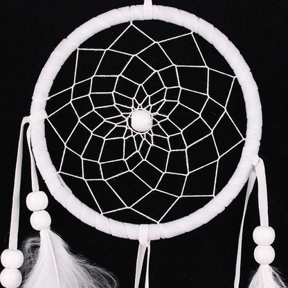 White Feather Dream Catcher Wind Chimes - Handmade Wall Hanging Decor - ZOOMNSTORE