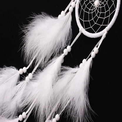 White Feather Dream Catcher Wind Chimes - Handmade Wall Hanging Decor - ZOOMNSTORE