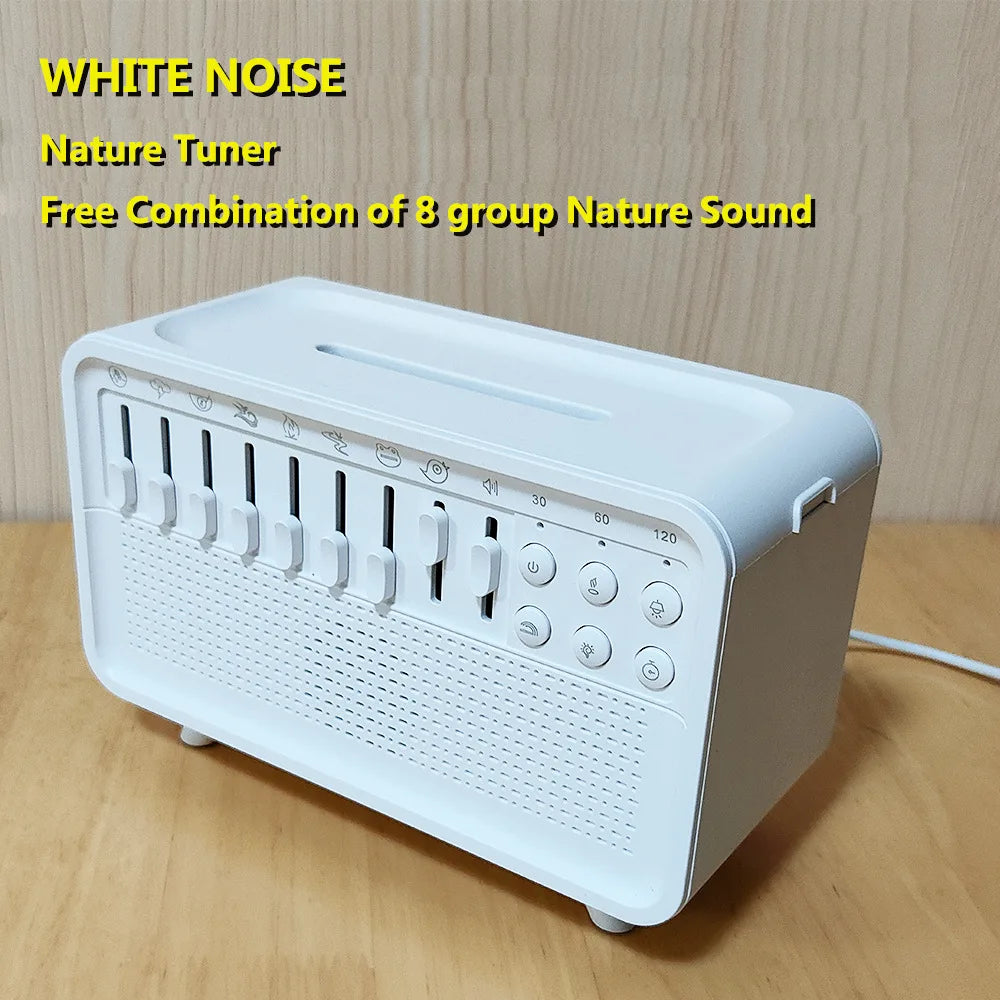 Bluetooth White Noise Machine with Aroma Diffuser  Humidifier - 8 Natural Sounds Night Light  Sleep Therapy - ZOOMNSTORE