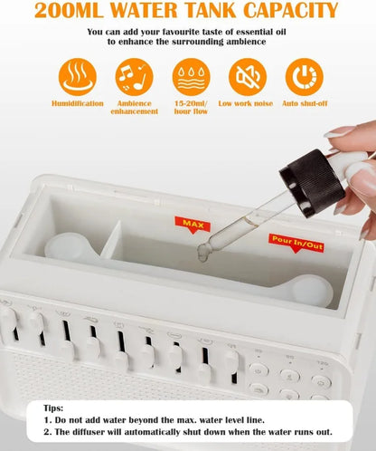 Bluetooth White Noise Machine with Aroma Diffuser  Humidifier - 8 Natural Sounds Night Light  Sleep Therapy - ZOOMNSTORE