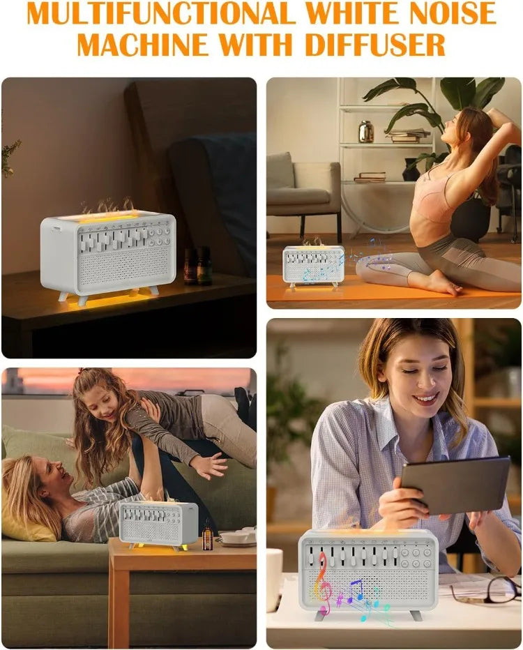 Bluetooth White Noise Machine with Aroma Diffuser  Humidifier - 8 Natural Sounds Night Light  Sleep Therapy - ZOOMNSTORE