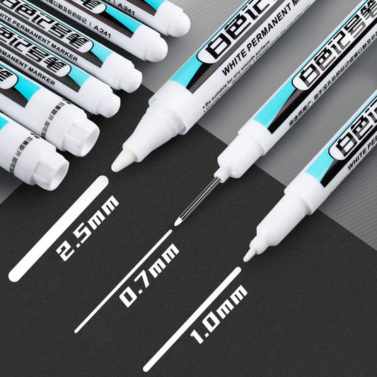 White Marker Oily Fine Tip Courier Waterproof Non-Fading Advertising Greeting Card Tire Glass Highlighter Pen Can Not Be Erased - ZOOMNSTORE