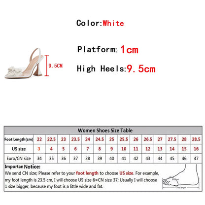 White Pearl Pumps - Elegant Women High Heels With Pearl Bowknot Design & Pointed Toe - ZOOMNSTORE