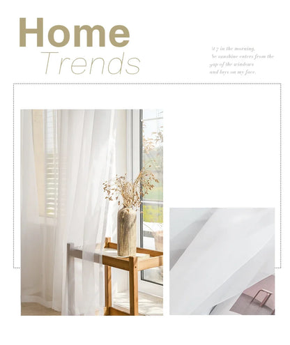 White Sheer Curtains – Custom Size Living Room Drapes | Transparent Tulle Panels - ZOOMNSTORE