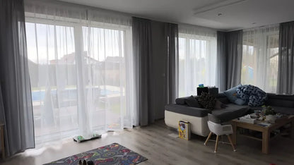 White Sheer Curtains – Custom Size Living Room Drapes | Transparent Tulle Panels - ZOOMNSTORE