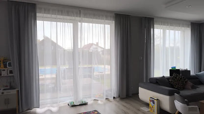 White Sheer Curtains – Custom Size Living Room Drapes | Transparent Tulle Panels - ZOOMNSTORE