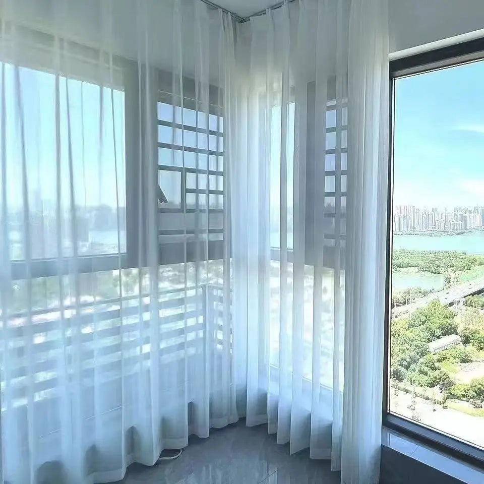 White Sheer Curtains – Custom Size Living Room Drapes | Transparent Tulle Panels - ZOOMNSTORE
