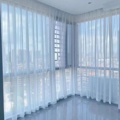White Sheer Curtains – Custom Size Living Room Drapes | Transparent Tulle Panels - ZOOMNSTORE
