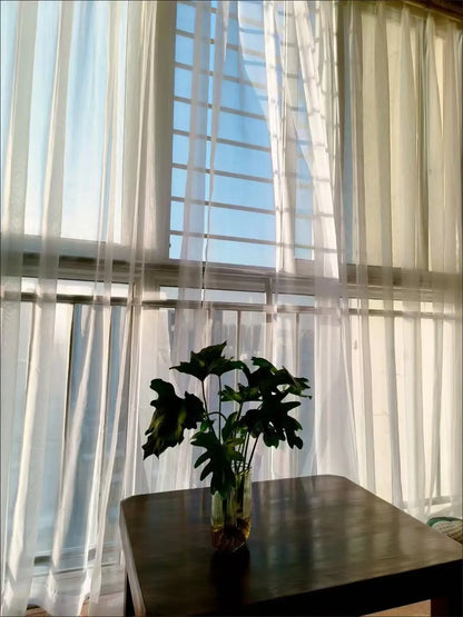 White Sheer Curtains – Custom Size Living Room Drapes | Transparent Tulle Panels - ZOOMNSTORE