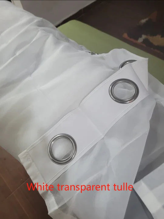 White Sheer Curtains – Custom Size Living Room Drapes | Transparent Tulle Panels - ZOOMNSTORE