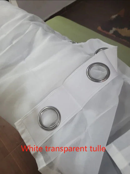 White Sheer Curtains – Custom Size Living Room Drapes | Transparent Tulle Panels - ZOOMNSTORE