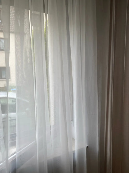 White Sheer Curtains – Custom Size Living Room Drapes | Transparent Tulle Panels - ZOOMNSTORE