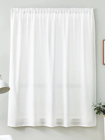 White Sheer Curtains – No Drill Curtain Tape with Hook and Loop Fastener for Kitchen - ZOOMNSTORE