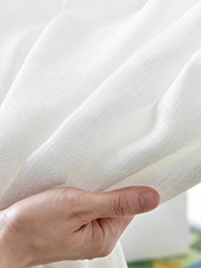 White Sheer Curtains – No Drill Curtain Tape with Hook and Loop Fastener for Kitchen - ZOOMNSTORE
