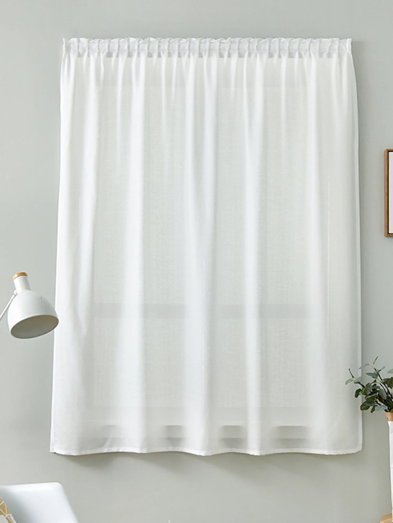 White Sheer Curtains – No Drill Curtain Tape with Hook and Loop Fastener for Kitchen - ZOOMNSTORE