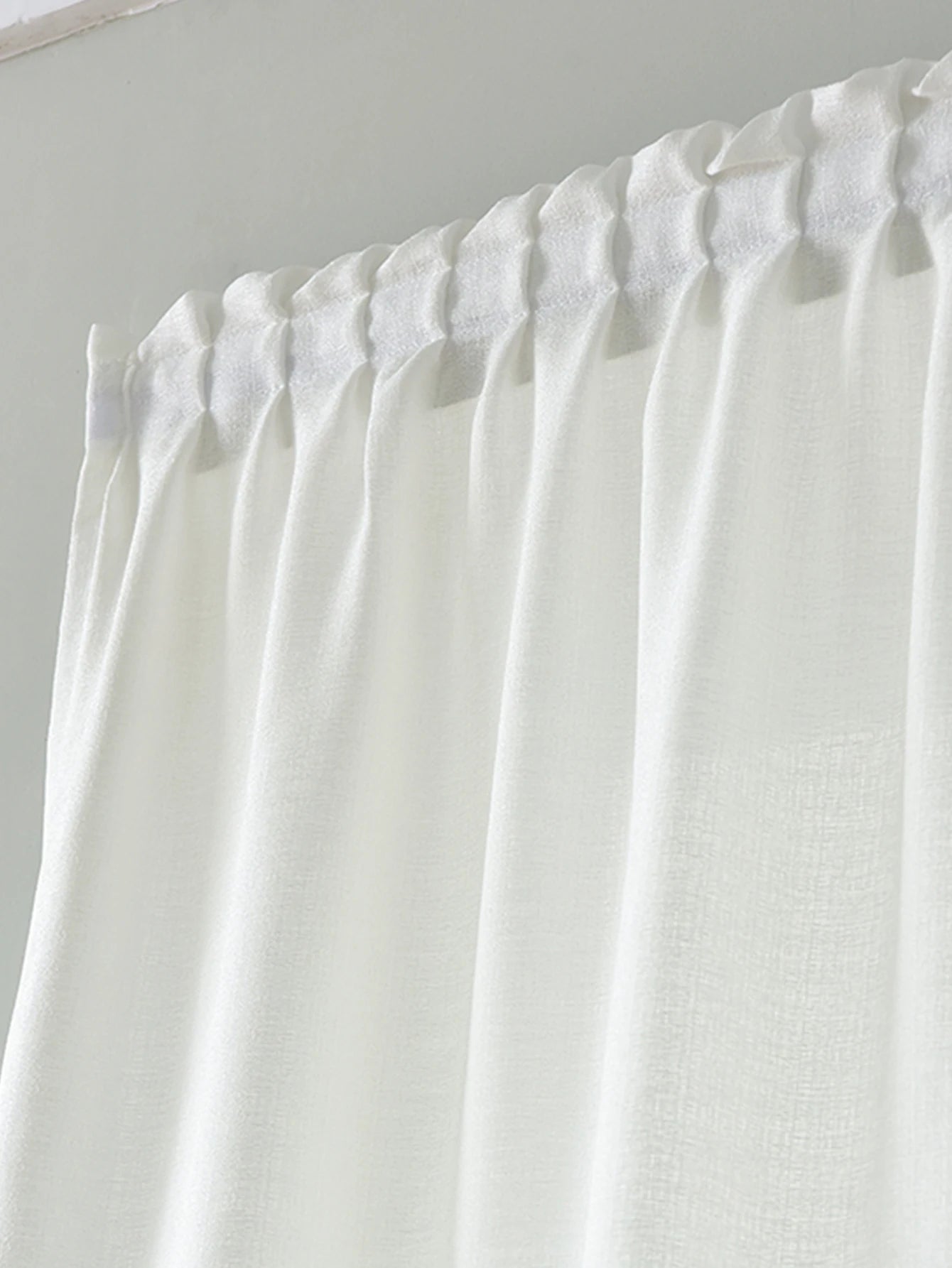 White Sheer Curtains – No Drill Curtain Tape with Hook and Loop Fastener for Kitchen - ZOOMNSTORE