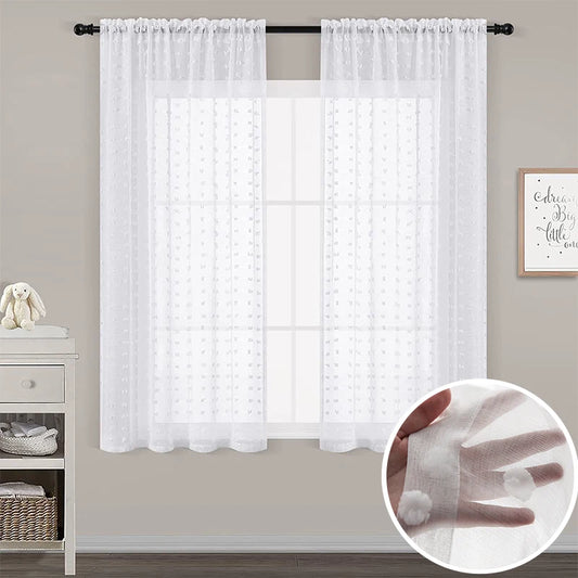Cute White Short Curtains - Chic Drapes for Living Room Bedroom Kids and Kitchen - ZOOMNSTORE