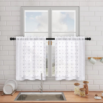 Cute White Short Curtains - Chic Drapes for Living Room Bedroom Kids and Kitchen - ZOOMNSTORE
