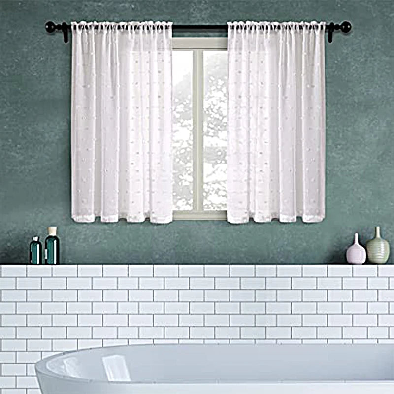 Cute White Short Curtains - Chic Drapes for Living Room Bedroom Kids and Kitchen - ZOOMNSTORE
