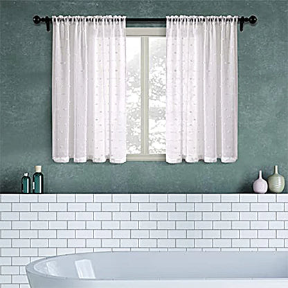 Cute White Short Curtains - Chic Drapes for Living Room Bedroom Kids and Kitchen - ZOOMNSTORE