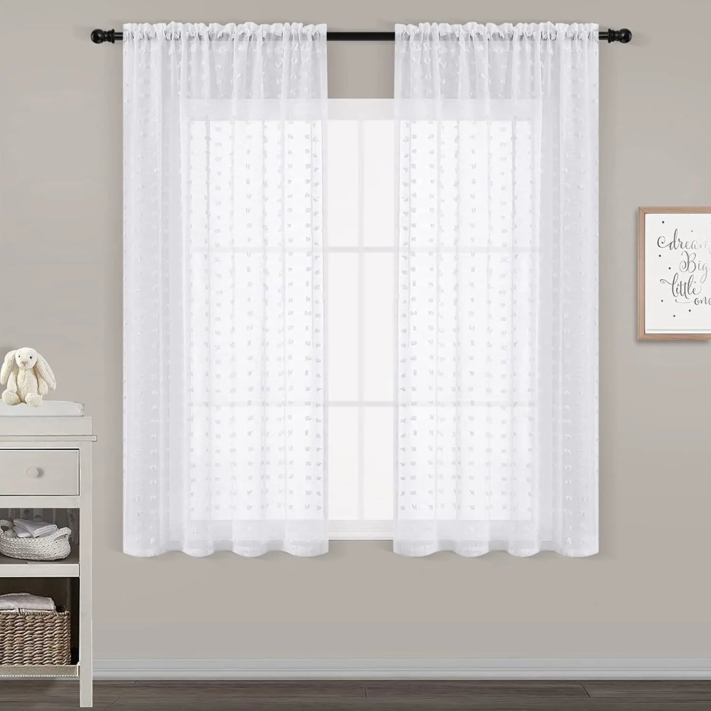 Cute White Short Curtains - Chic Drapes for Living Room Bedroom Kids and Kitchen - ZOOMNSTORE