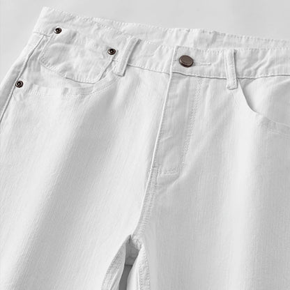 Mens White Stretch Slim Fit Jeans - Casual Business Denim Trousers - ZOOMNSTORE