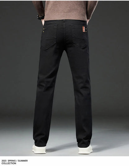 Mens White Stretch Slim Fit Jeans - Casual Business Denim Trousers - ZOOMNSTORE