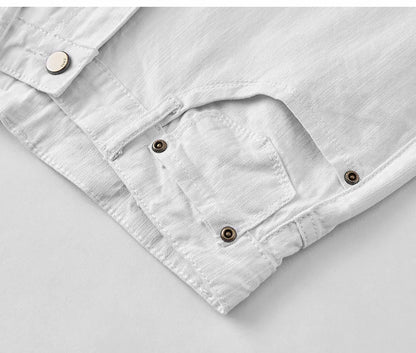 Mens White Stretch Slim Fit Jeans - Casual Business Denim Trousers - ZOOMNSTORE