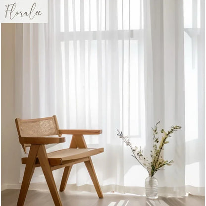 Solid White Tulle High Quality Thick Yarn Luxury Chiffon Sheer Window Curtains for Living Room Bedroom Decor Voile Opaque Drapes - ZOOMNSTORE