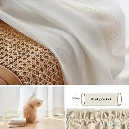 Solid White Tulle High Quality Thick Yarn Luxury Chiffon Sheer Window Curtains for Living Room Bedroom Decor Voile Opaque Drapes - ZOOMNSTORE