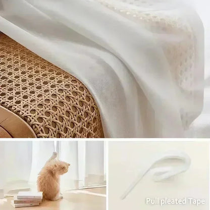 Solid White Tulle High Quality Thick Yarn Luxury Chiffon Sheer Window Curtains for Living Room Bedroom Decor Voile Opaque Drapes - ZOOMNSTORE