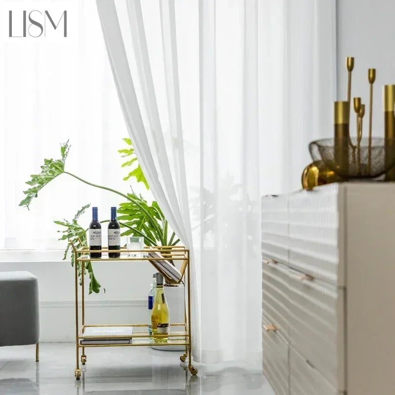 White Tulle Curtains - Sheer Voile Window Drapes for Living Room and Bedroom - ZOOMNSTORE