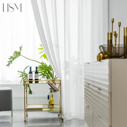 White Tulle Curtains - Sheer Voile Window Drapes for Living Room and Bedroom - ZOOMNSTORE