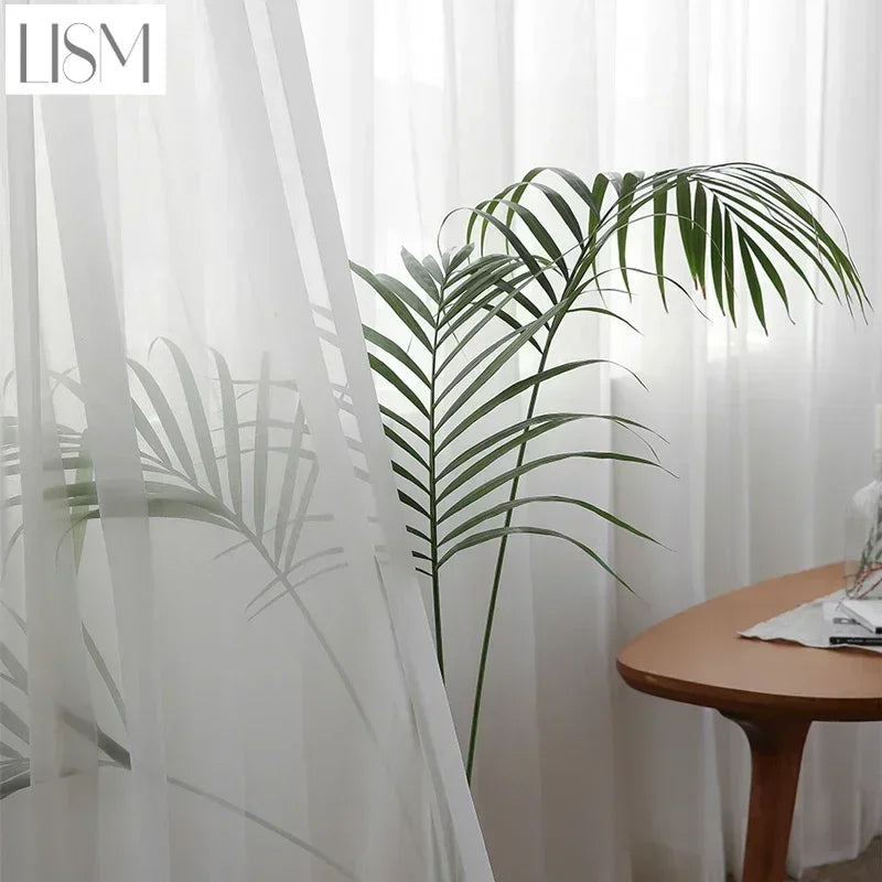 White Tulle Curtains - Sheer Voile Window Drapes for Living Room and Bedroom - ZOOMNSTORE