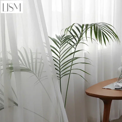 White Tulle Curtains - Sheer Voile Window Drapes for Living Room and Bedroom - ZOOMNSTORE