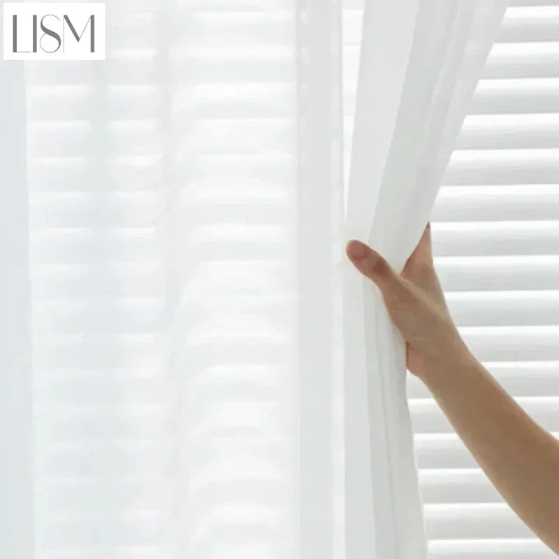 White Tulle Curtains - Sheer Voile Window Drapes for Living Room and Bedroom - ZOOMNSTORE